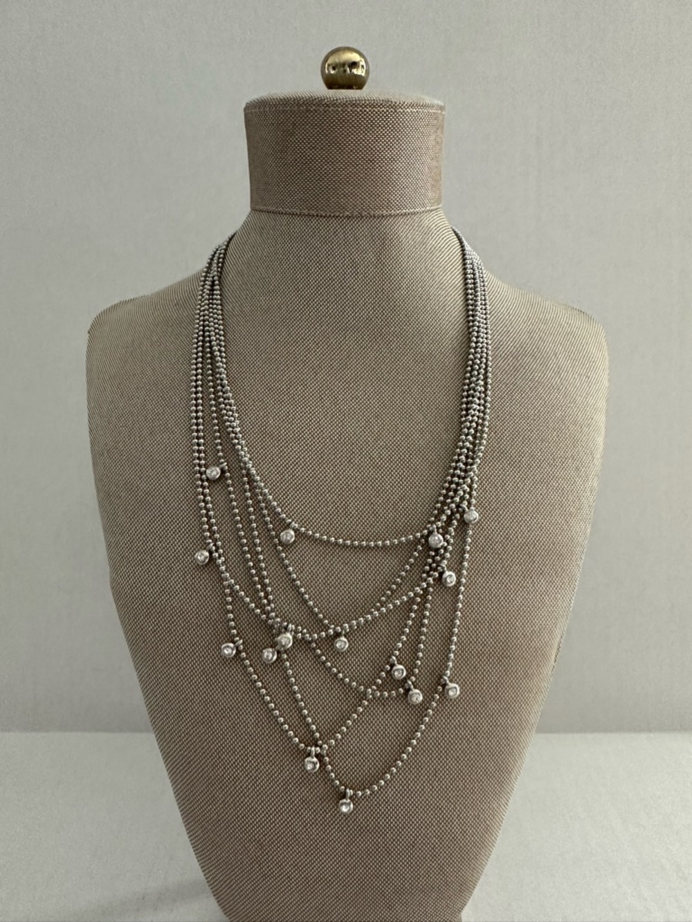 Kenneth Cole Multi-Strand, Silver-tone Ball Chain Necklace. - Picture 3 of 16